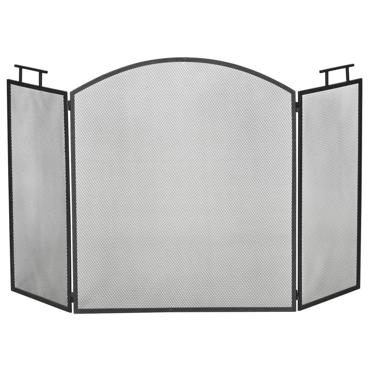 KAMINSCHIRM DE-17037 3 klappbare Flügel Schwarz - Schwarz, Metall (24/76.5/110cm) - ComfortXL