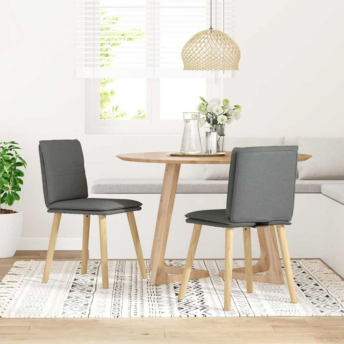 ESSZIMMERSTÜHLE 2 Stk. Dunkelgrau Stoff 45*54*86cm - Dunkelgrau, Metall (45/86/54cm) - ZMH