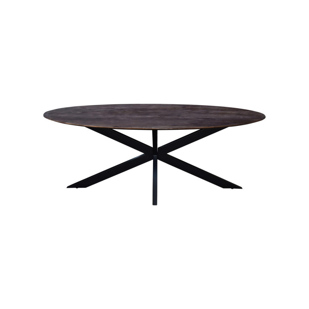 ESSTISCH oval mit X-Fuß 200cm, braun - Braun, Holz (200/100/76cm) - Giga Meubel