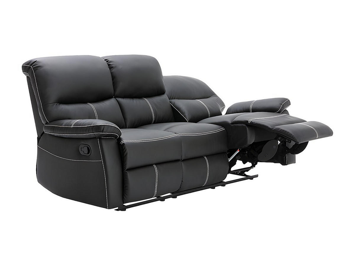 RELAXSOFA - 3 Personen - kunstleder - schwarz Canby - Schwarz, Leder (183/95/90cm) - Vente-Unique