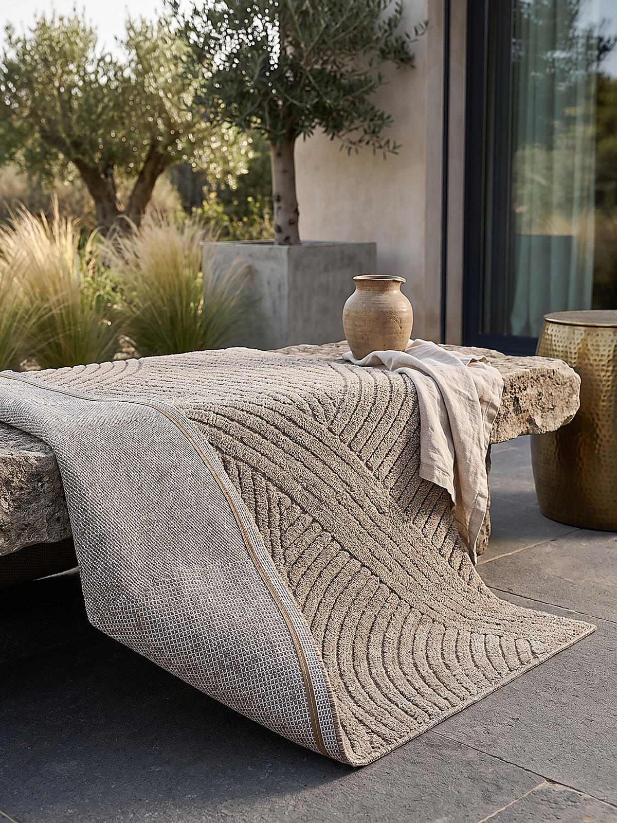 FLACHWEBTEPPICH Geometrisch TOCE Polypropylen Natur 200 x 280 cm - Beige, Textil (200/280cm) - KADIMA DESIGN