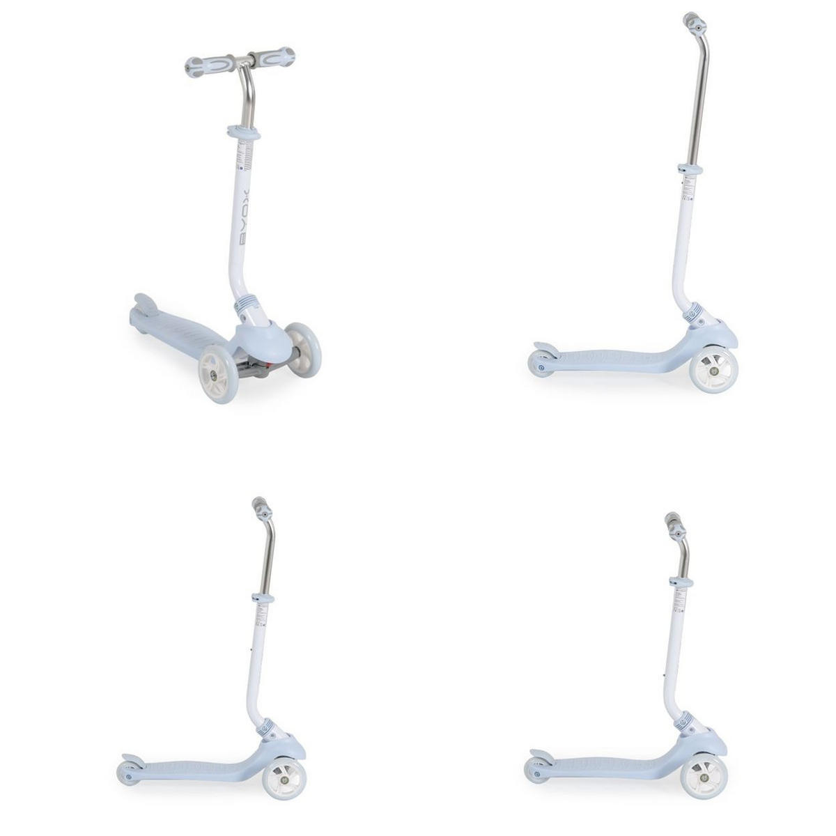 KINDERROLLER Tristar 3 in 1 hellblau Roller Rutscher Schiebestange PU Räder ABEC-5 - Blau, Metall (55/26/76cm)