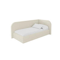 EINZELLBETT Jugendbett mit Bettkasten und Matratze H3/H4, Links - JAXY 90x200 Beige - Champagner, Holzwerkstoff/Textil (90/200cm) - ALTDECOR