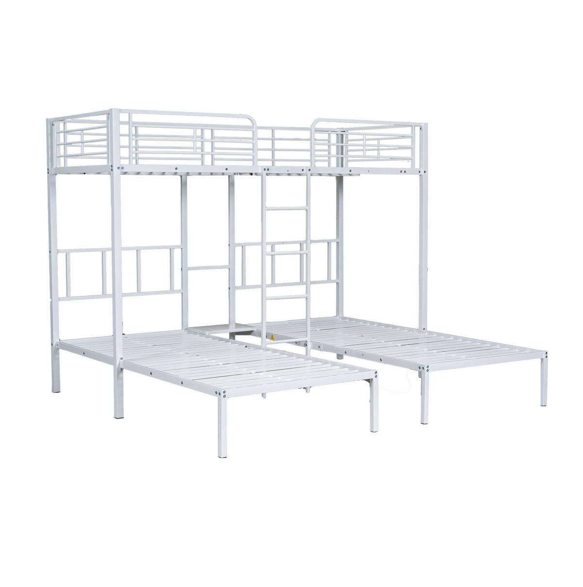 ETAGENBETT Kinderbette 90/200 cm aus Metall mit Leiter und Tisch Weiß - Weiß, Metall (90/200cm) - Modenvie