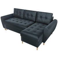 ECKSOFA Henry mit Schlaffunktion Graphit Samtstoff - Graphitfarben, Textil (232/141cm) - Bromarkt