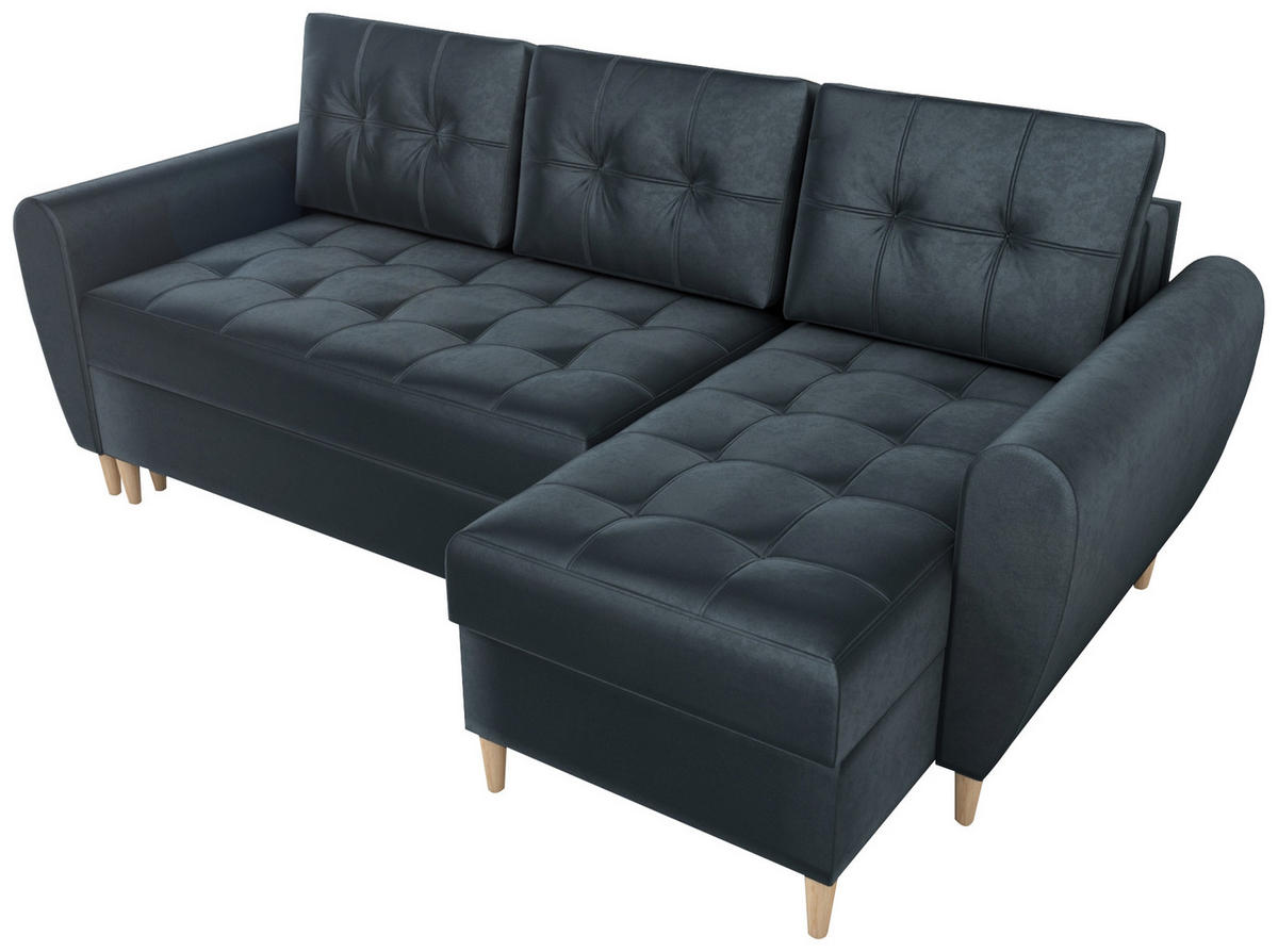 ECKSOFA Henry mit Schlaffunktion Graphit Samtstoff - Graphitfarben, Textil (232/141cm) - Bromarkt