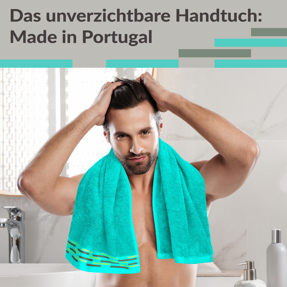 HANDTUCH Lugano Türkis 2er 50x100 cm - Türkis, Textil (50/100cm) - Lashuma
