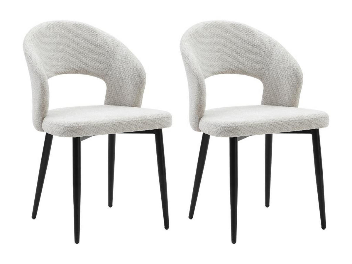 STUHL 2er-Set - Stoff & schwarzes Metall - Grau - NIYAMA - Hellgrau, Textil (56/81/50cm) - Vente-Unique