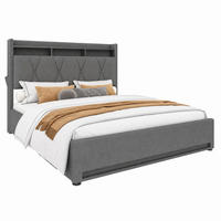 POLSTERBETT mit Stauraum, LED und USB 140x200 cm Samt Dunkelgrau - Dunkelgrau, Metall (140/200cm) - Meubliv