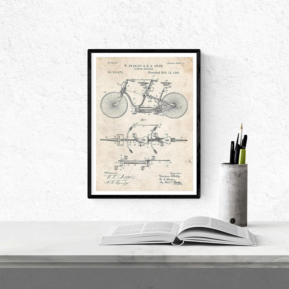 POSTER Set mit 4 Bilder Mit Fahrrad Patenten A4 Rahmenlos - Klar, Papier (21/1cm) - Nacnic