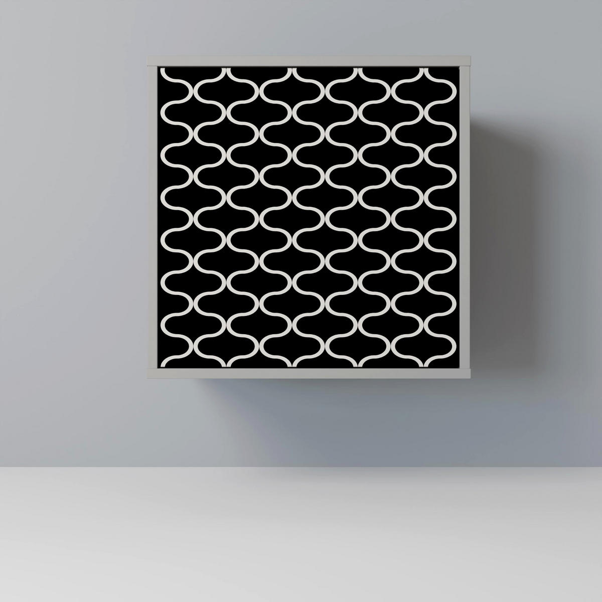 SIDEBOARD TESSELATED BLACKNESS, Grau, 57,5x42x75,5 cm, Goldfarbene Metallfüße - Goldfarben/Multicolor, Holzwerkstoff/Metall (57.5/75.5/42cm) - SpaceRebels