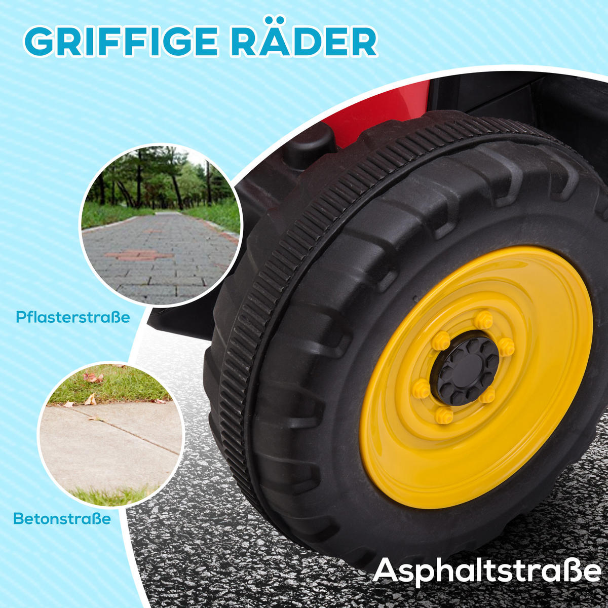 KINDER ELEKTROAUTO, Blau/Grün/Rot, Kunststoff+ Metall - Rot, Metall (136.5/50/52.5cm) - HOMCOM