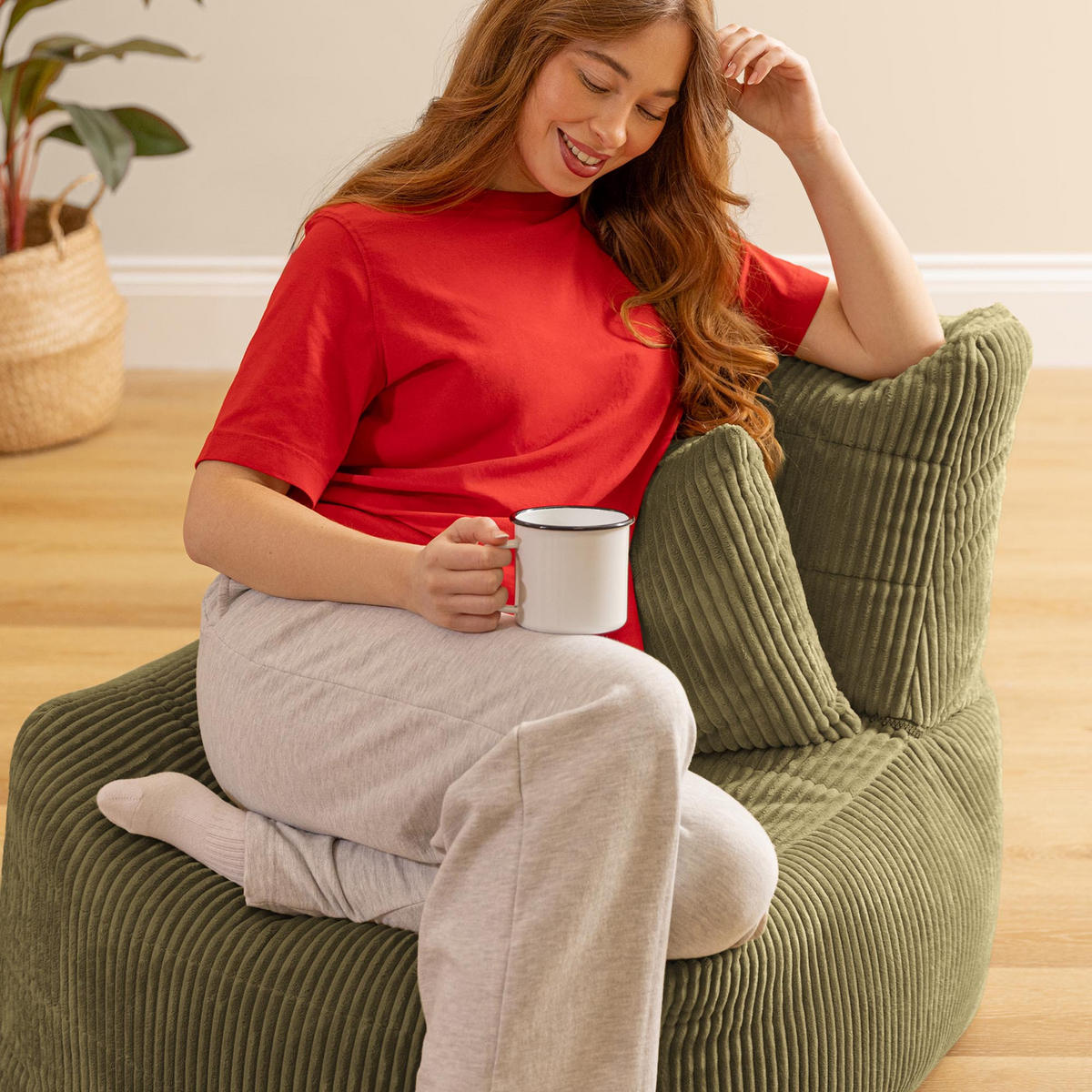 SITZSACK-SESSEL Noa modular Cord - Salbeigrün, Textil (75/70/78cm) - icon