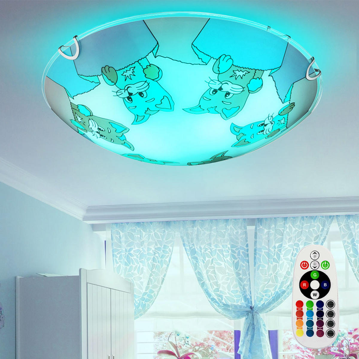 LED DECKENLEUCHTE Metall Glas Bunt - Multicolor, Glas (30/30/6.5cm)