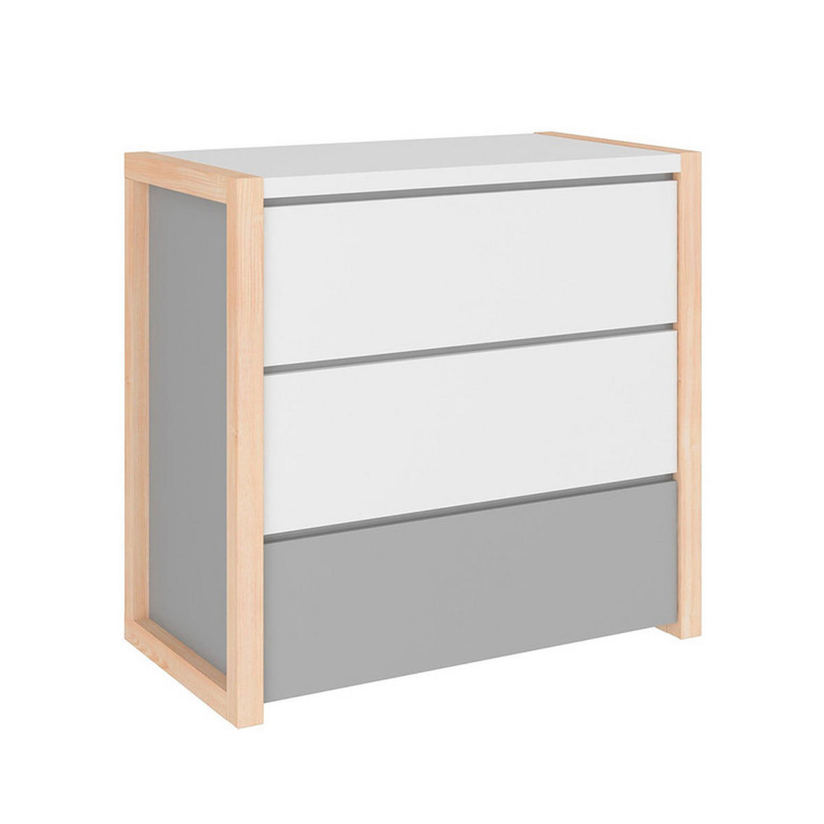 DĚTSKÁ KOMODA Bílá a šedá - bílá, kompozitní dřevo (100/86.5/50cm) - Petits-meubles