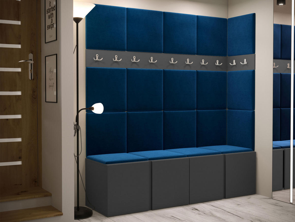 GARDEROBEN-SET Orion II - Blau/Graphitfarben, Holzwerkstoff/Kunststoff (168/186/46cm) - MIRJAN24