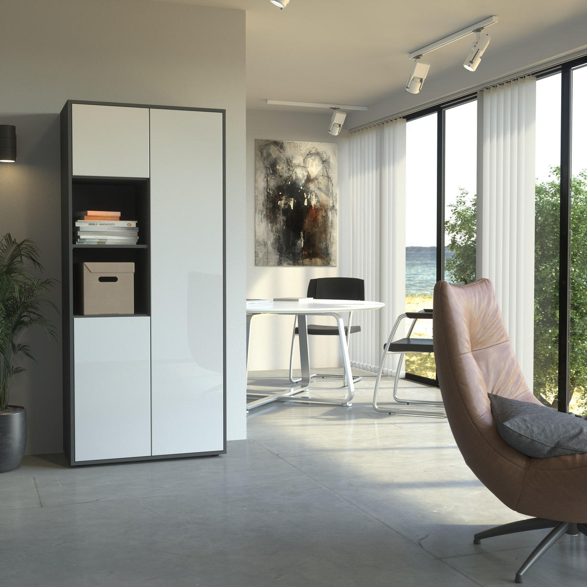 AKTENSCHRANK Amira T20 Weiß Hochglanz 180/80/40 cm - Weiß Hochglanz, Holzwerkstoff (80/180/40cm) - SIMPLYFURN