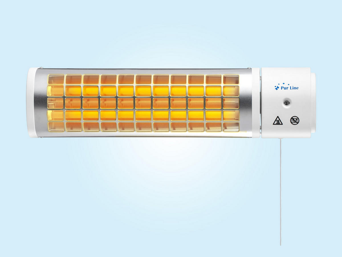 HALOGEN-HEIZUNG für Wandmontage Weiß für Außenbereich und Bad 1200 W - Weiß, Kunststoff/Metall (55/10/13cm) - Purline