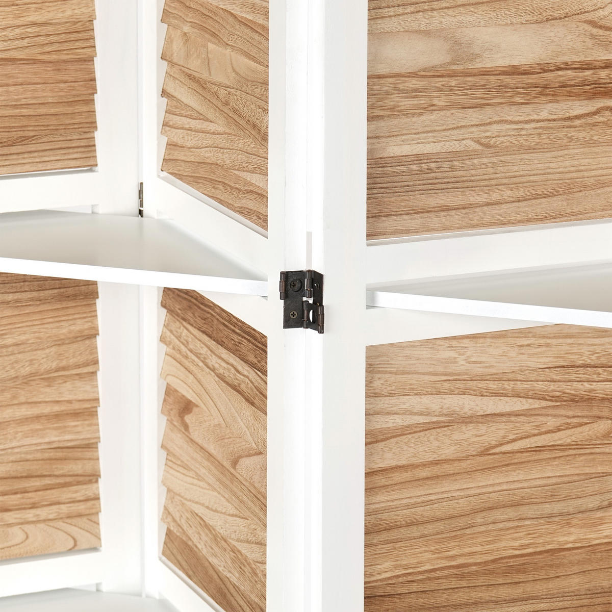 RAUMTEILER Cottage III 4-tlg. Holz, mit 3 Ablagen weiß - Weiß, Holz (142/170/22cm) - DESIGN DELIGHTS