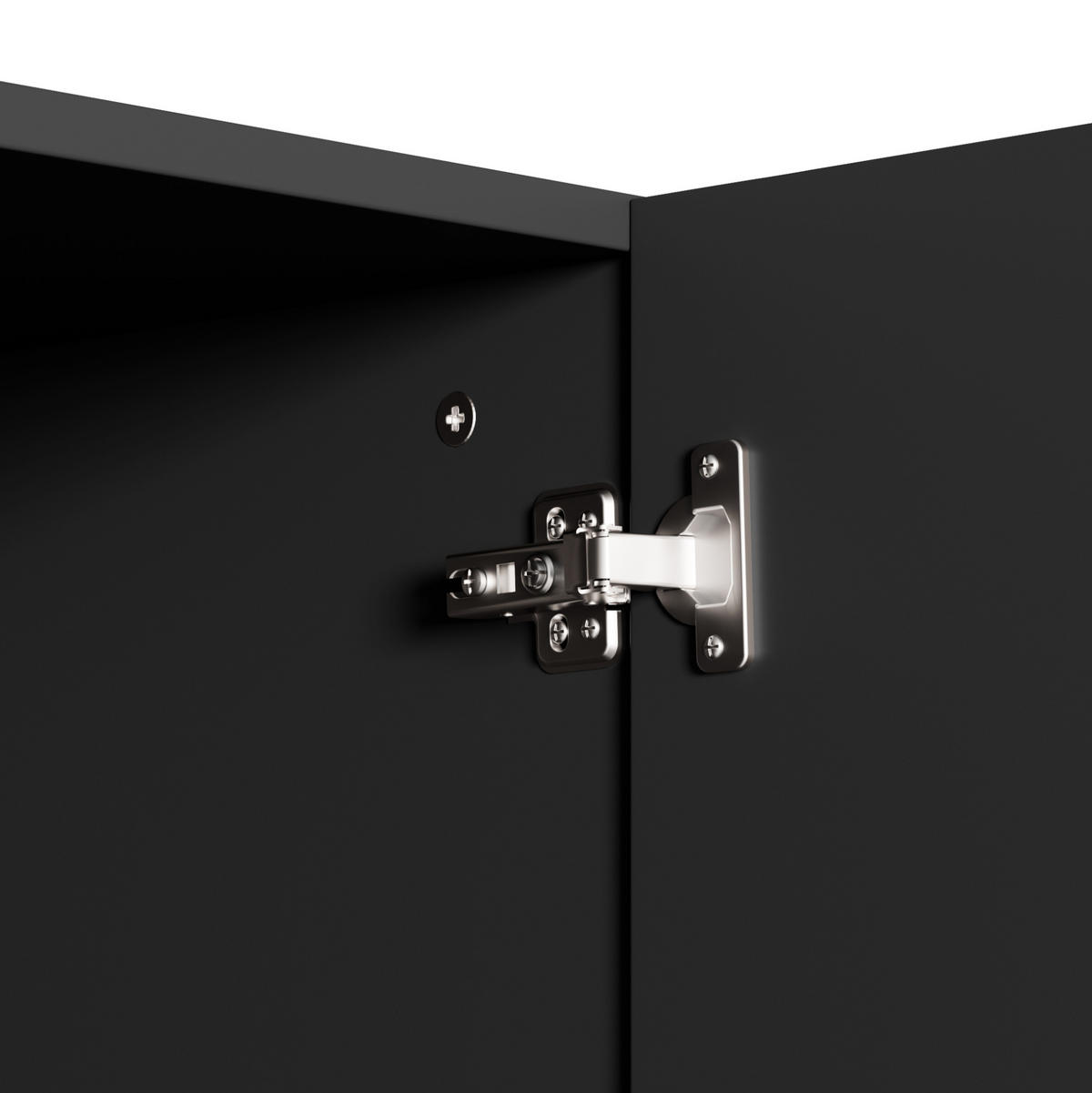 SIDEBOARD aus Spanplatte 160x38x75 cm Schwarz/Holzoptik mit 4 Türen und Stauraum - Schwarz, Holzwerkstoff (160/75/38cm) - IVMEU