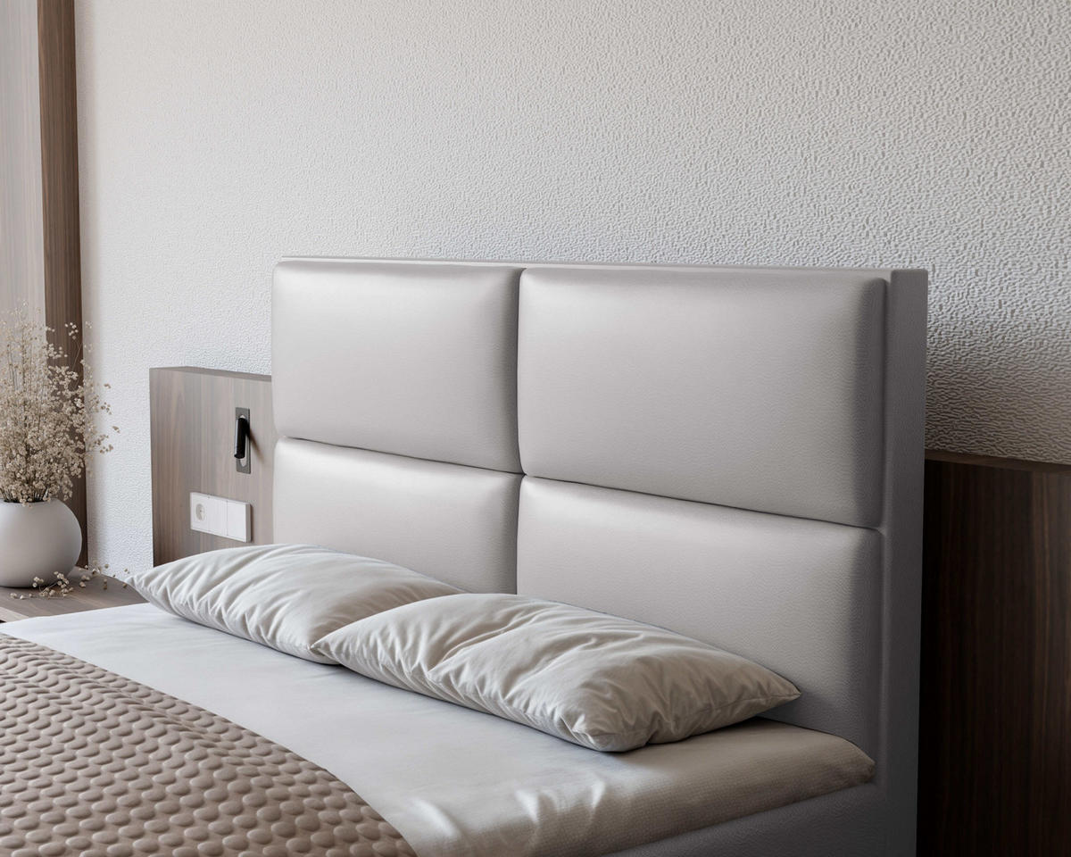 BOXBETT 120x200 cm mit Topper - Grau, Holzwerkstoff/Textil (140/200cm) - Idohome