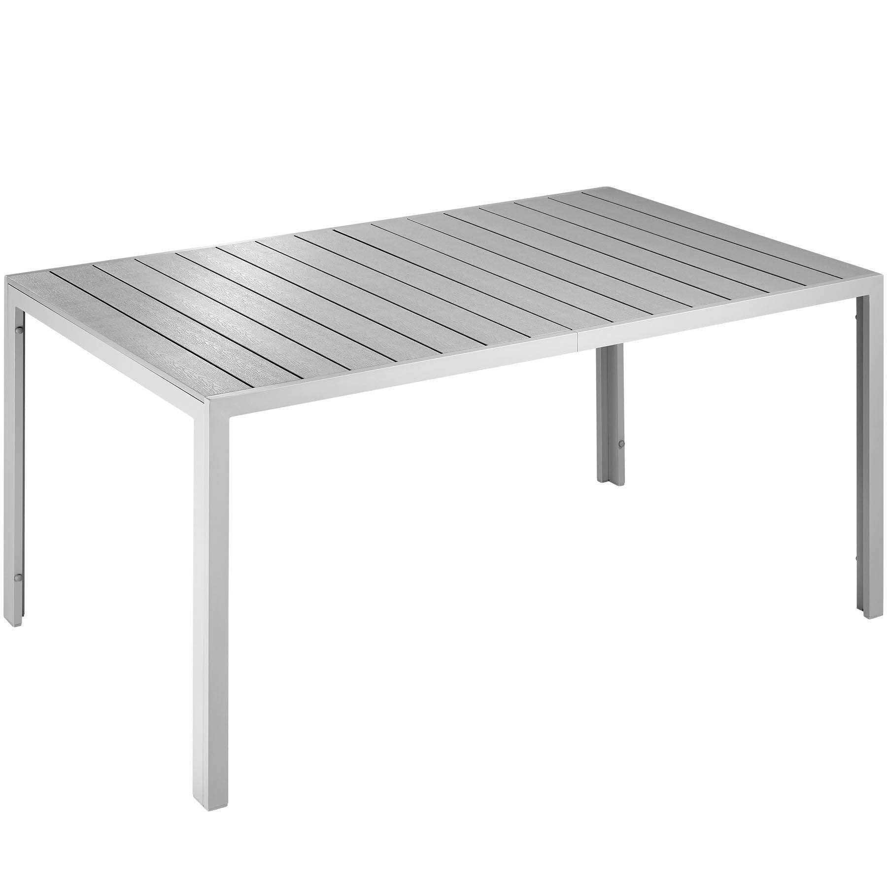GARTENTISCH Bianca, 150 x 90 x 74,5 cm, silber/grau - Silberfarben/Grau, Metall (150/90/74.5cm) - tectake