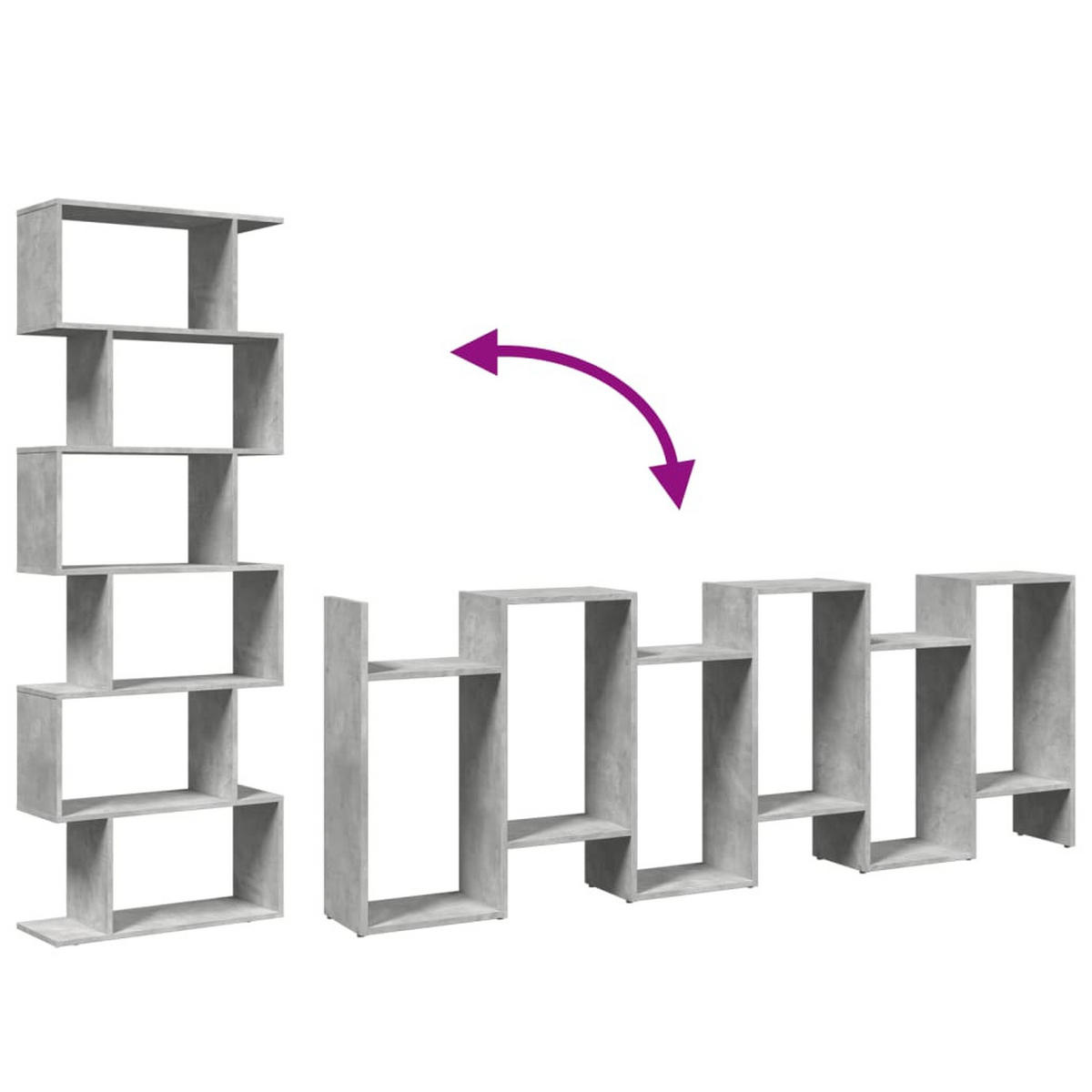 BÜCHERREGAL mit 6 Ebenen 70/24/193 cm aus Holzwerkstoff Betongrau - Hellgrau, Holz (70/193/24cm) - vidaXL