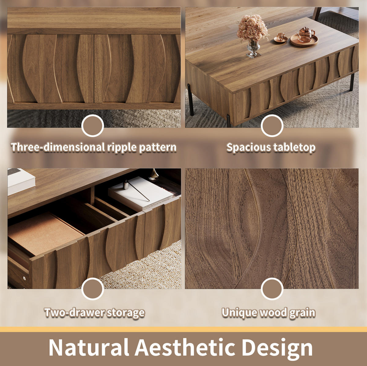 COUCHTISCH Retro 105x55x41 cm - Naturfarben, Holz (55/105/41cm) - LEBENLANG