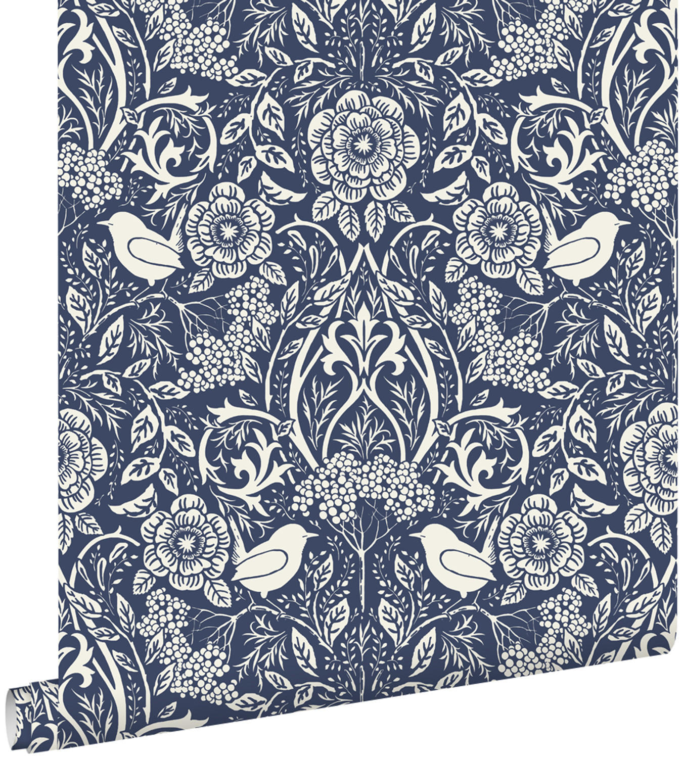 TAPETE Blumen und Vögel im Jugendstil 50 x 900 cm - Blau, Papier (50/900cm) - ESTAhome