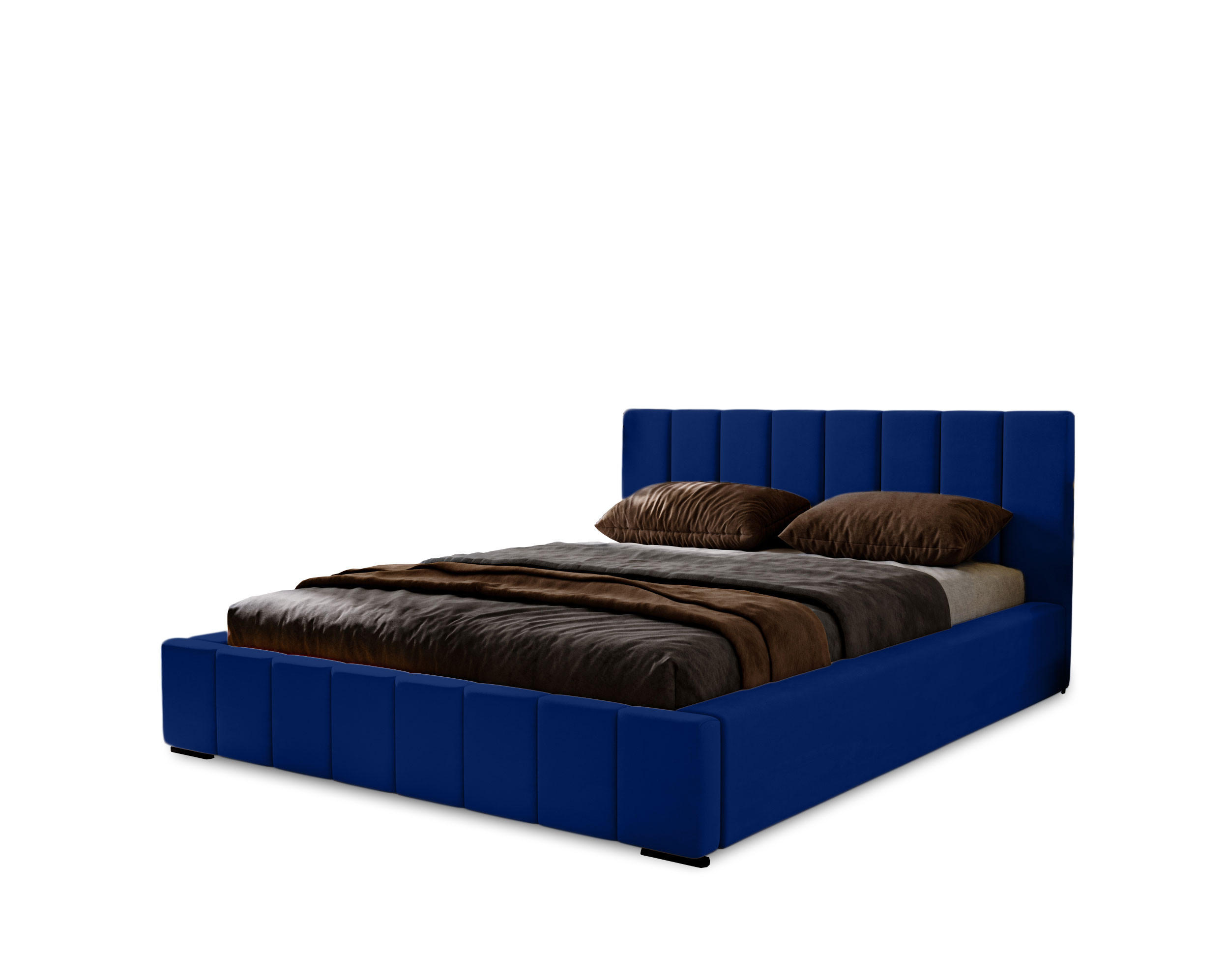 POLSTERBETT Nero 160x200 cm, Doppelbett mit Bettkasten und Lattenrost aus Holz, Velourstoff: Dunkelblau - Dunkelblau, Holz/Kunststoff (160/200cm) - Marpur