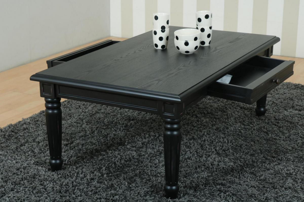 COUCHTISCH mit 2 Schubladen, schwarz - Weiß, Holzwerkstoff (135/75/51cm) - ebuy24