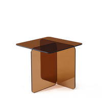 BEISTELLTISCH DE-37401 quadratisch mit gebogenem Glas Braun - Braun, Glas (45/45/41cm) - ComfortXL