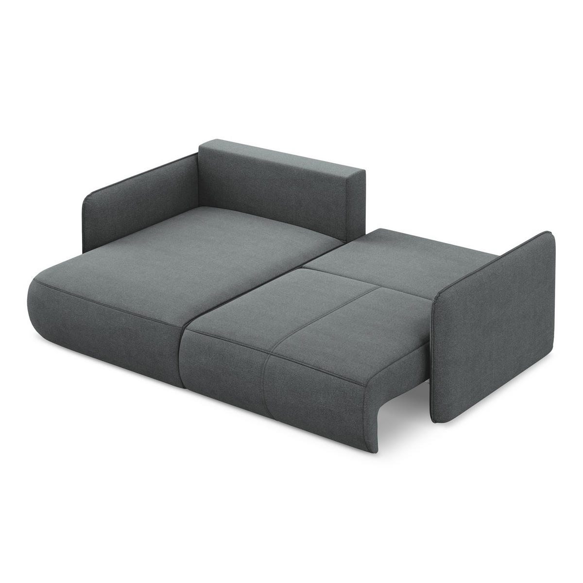 ECKSOFA mit Schlaffunktion Strukturstoff Stoff Grau - Schwarz/Grau, Kunststoff/Textil (148/207cm) - LaMiaSofa