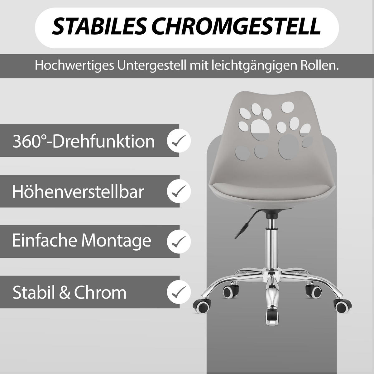 BÜRODREHSTUHL Grau, Höhenverstellbar, Rollen, Ohne Armlehnen, Ergonomisch Für Home Office Und Schlafzimmer - Grau, Textil (51/94/58cm) - Best For Home