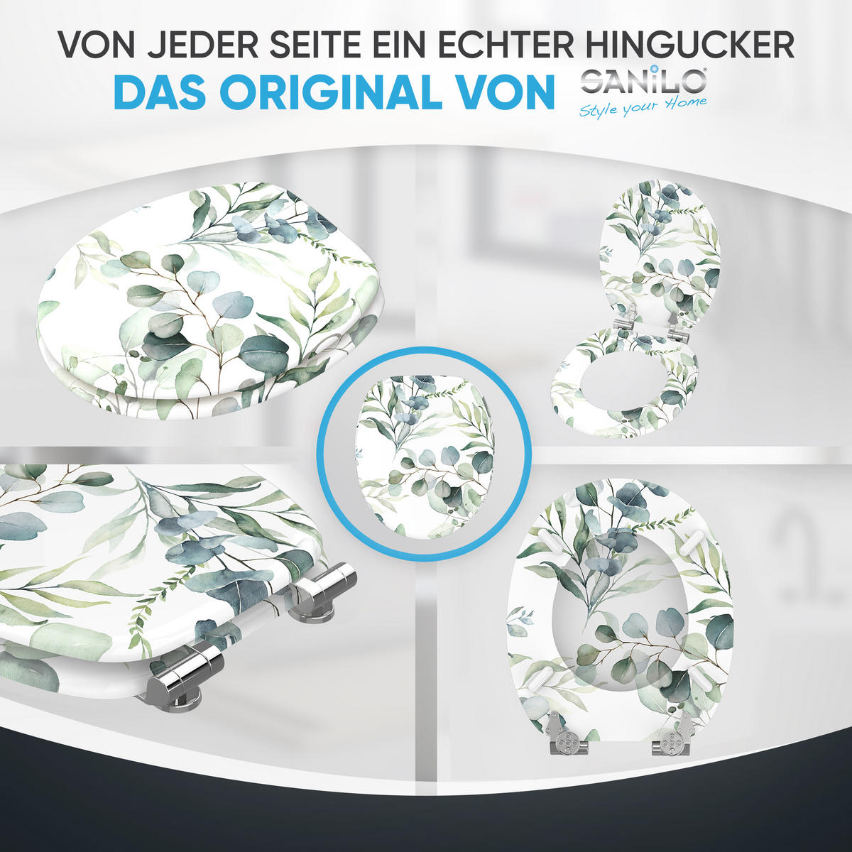 WC Sitz mit Absenkautomatik Eukalyptus - Weiß, Holzwerkstoff (38/6/47cm) - Sanilo