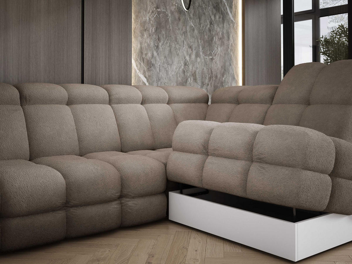 ECKSOFA TOLLO Anthology-stoff U-form 400x217x105 cm sand - Ecru, Holz/Textil (400/217cm) - DomoHome