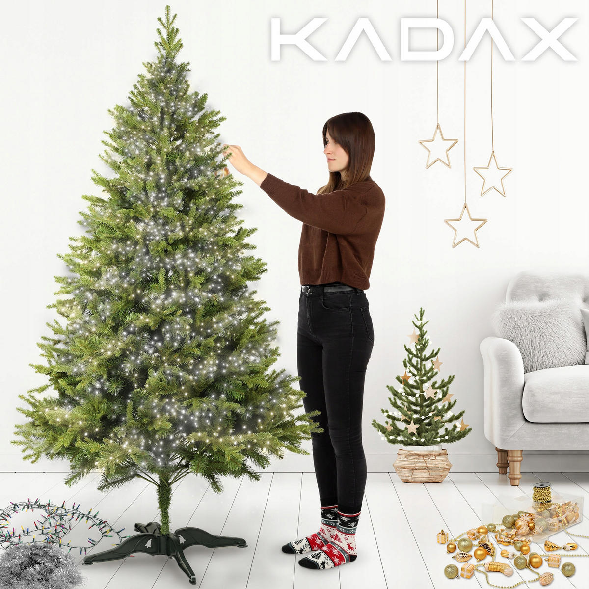 KADAX Künstlicher Weihnachtsbaum 220 cm Fichte Pe Premium Dense - Grün, Kunststoff (220cm) - KADAX