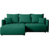 ECKSCHLAFSOFA Henry Mini grün links - Schwarz/Grün, Kunststoff/Textil (221/153cm) - Beautysofa
