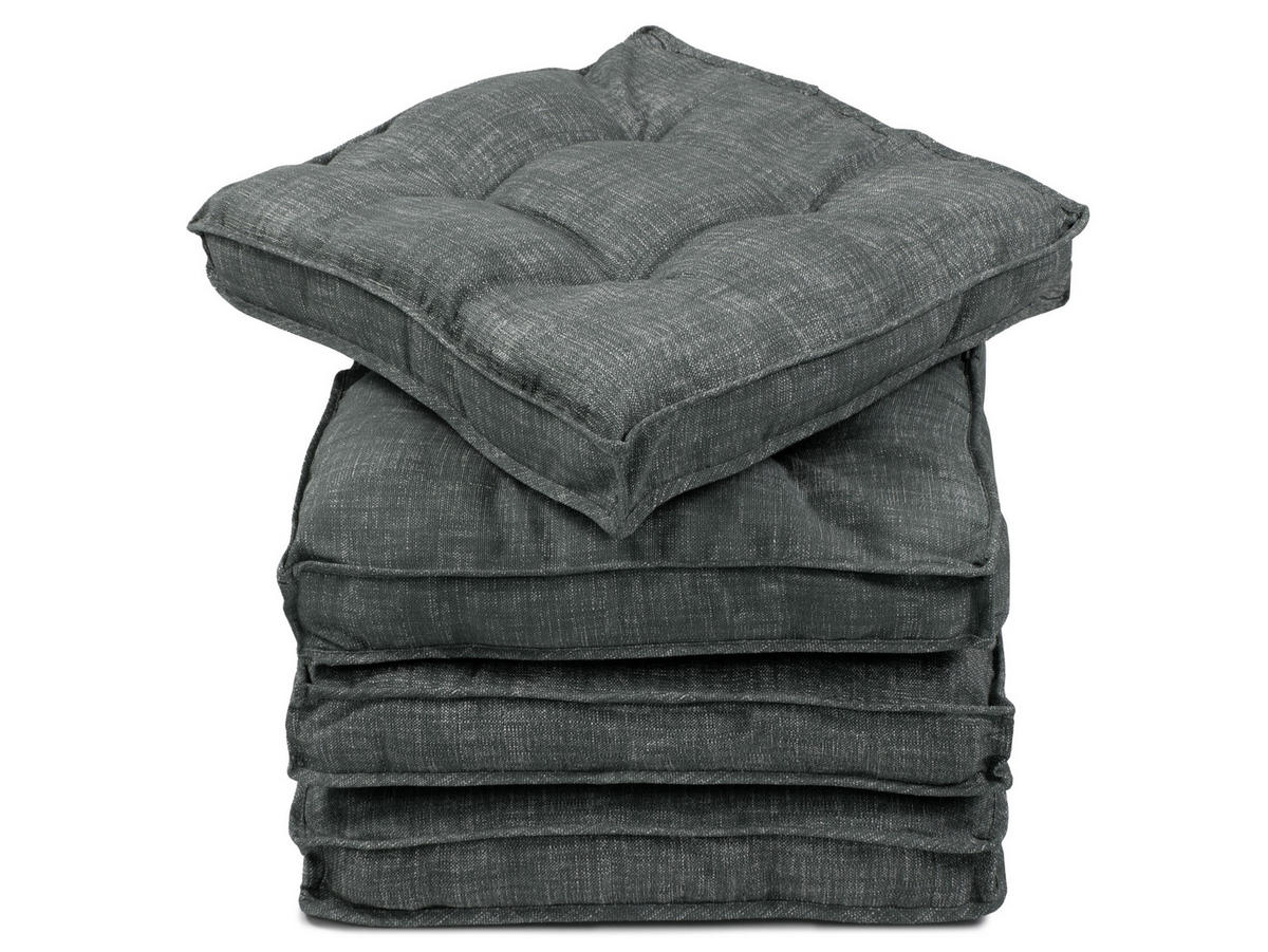 STUHLKISSEN, 4er-Set, 40x40 cm, 55% Baumwolle, 45% Polyester, Grau - Grau, Textil (40/40/6cm) - Zollner