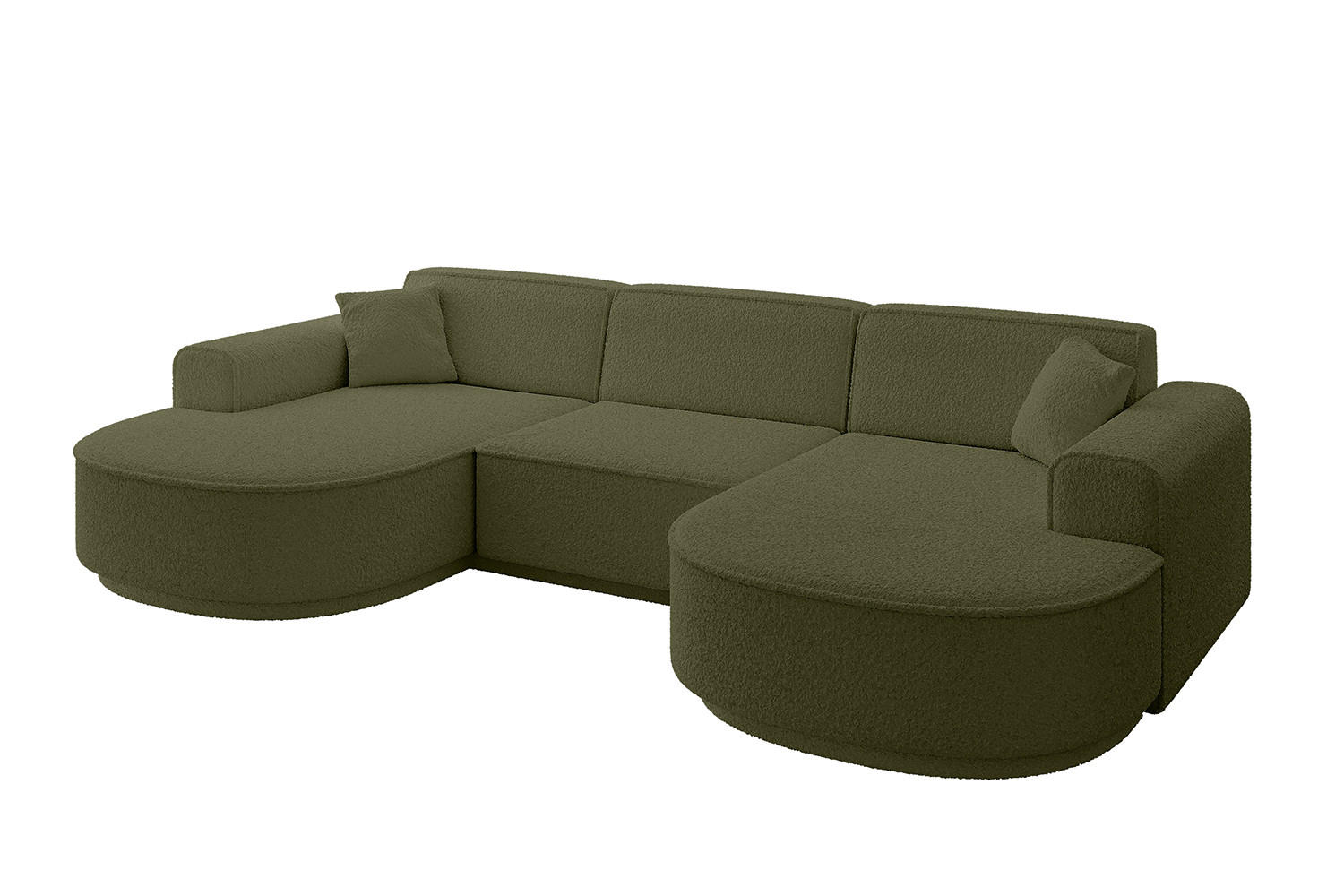 WOHNLANDSCHAFT MARI-U1-v3 - 303x171x83 cm Grün Bouclé - Schwarz/Grün, Holzwerkstoff/Kunststoff (303/83/171cm) - ALTDECOR