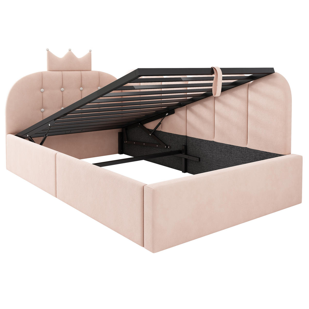 TAGESBETT 90/190 cm Rosa aus Samt mit Stauraum und Lattenrost - Rosa, Textil (90/190cm) - OKWISH