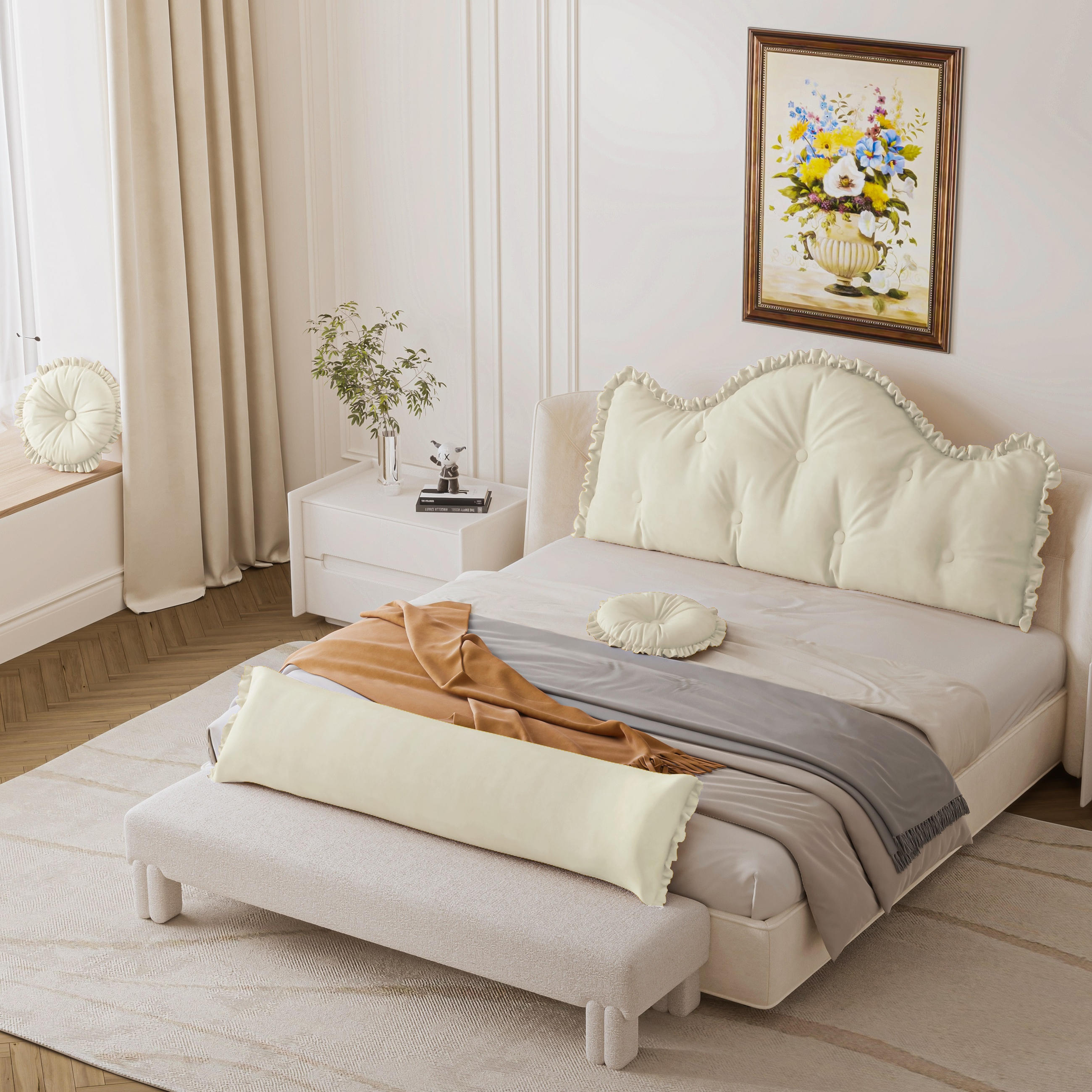 RÜCKENKISSEN Dekokissen 4er-Set 140cm - Weiß, Textil (60/140cm) - Vercart