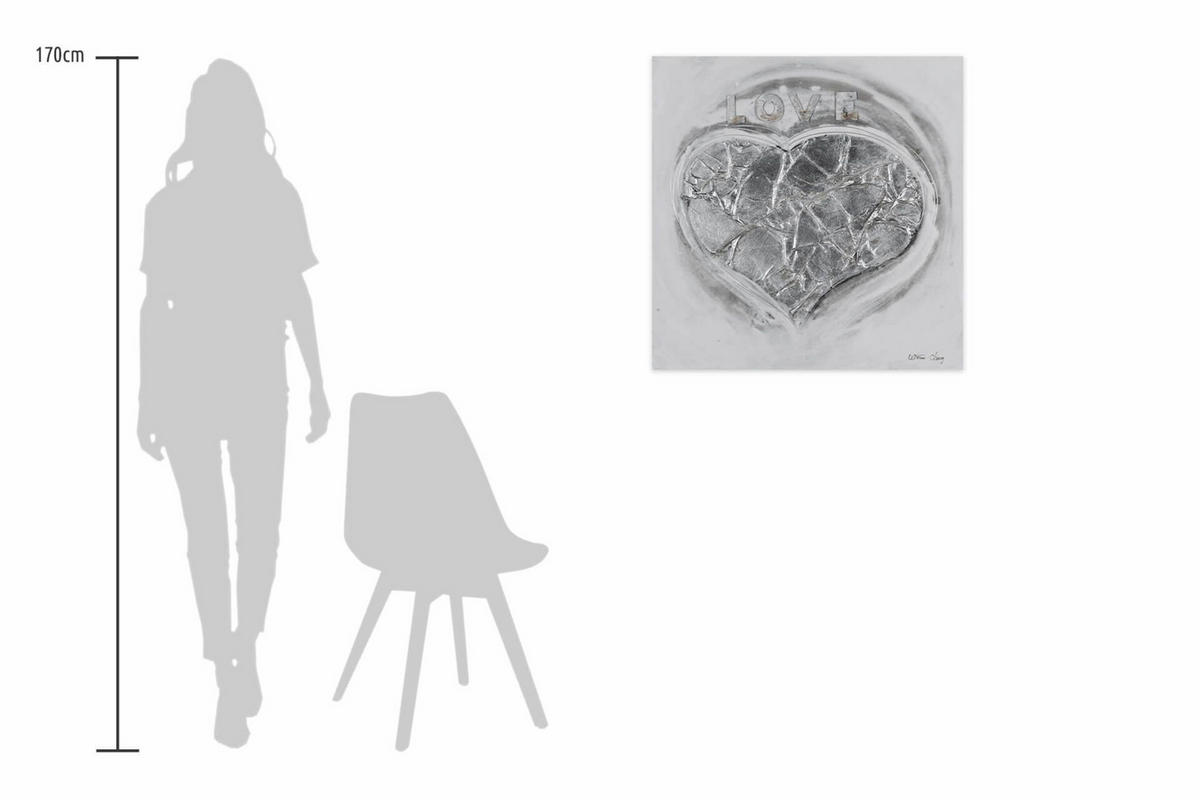 ACRYLBILD HANDGEMALT 80/80 cm - Weiß, Holz/Textil (80/80cm) - KUNSTLOFT