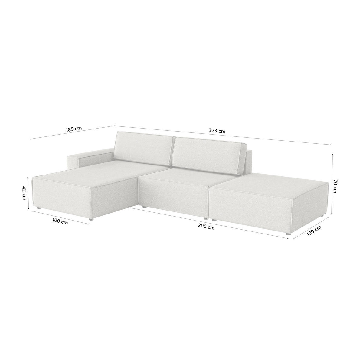 ECKSOFA Lummo Re mit Schlaffunktion, Grau - Grau, Textil (323/185cm) - Fedve