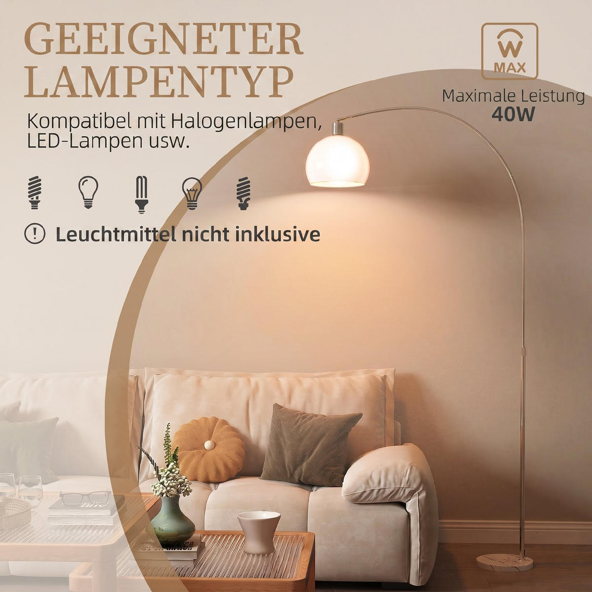 STÅENDE lampa av metall, vit - Vit, Metall (90/26/180cm) - HOMCOM
