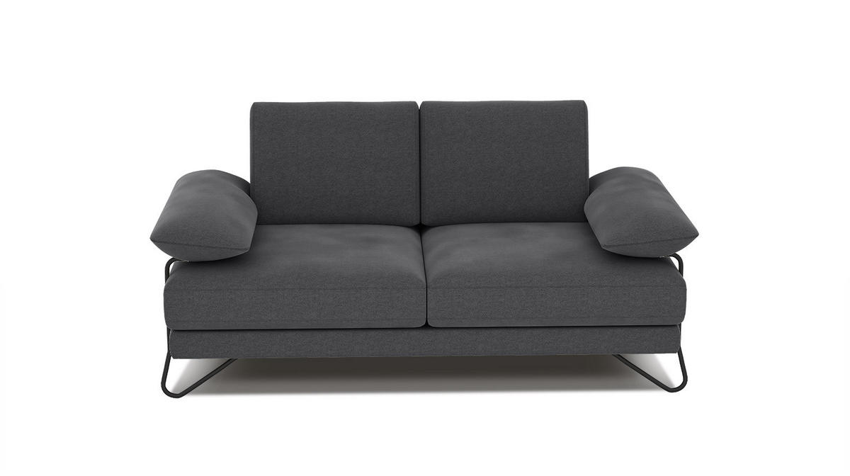SOFA LORI 2-Sitzer, dunkelgrau - Dunkelgrau/Schwarz, Holzwerkstoff/Textil (185/87/96cm) - Courtois Laville