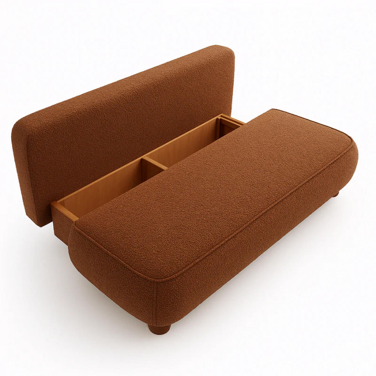 SCHLAFSOFA MAJA, Sofa mit Schlaffunktion und Bettkasten, Farbe: Orange, Bouclé-Stoff - Orange, Textil (209/96/96cm) - Sepro Meble
