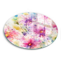 GLASPLATTE Ø 30 cm Gemalte Blumen - Lila, Glas (30/30cm) - Wallfluent