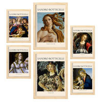 POSTER Set Mit 6 Sandro Boticelli Sammlung A3 & A4 Rahmen Aus Hellem Holz - Beige, Papier (29/3cm) - Nacnic