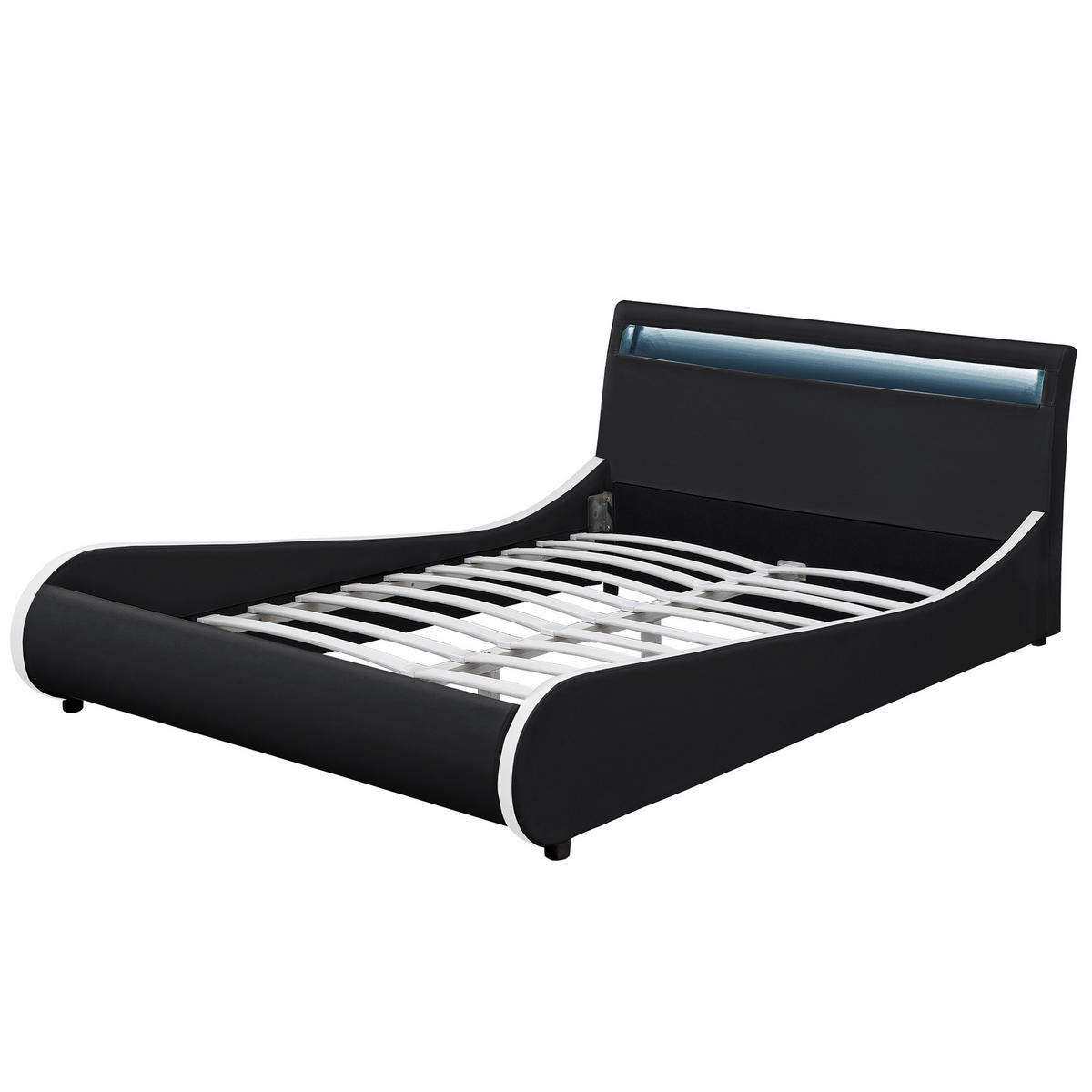 POLSTERBETT Valencia mit LED-Beleuchtung - Schwarz, Textil (180/200cm) - Corium